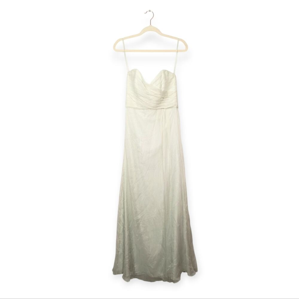 Amsale Pastel Green Silk Crinkle Chiffon Gown Size 8